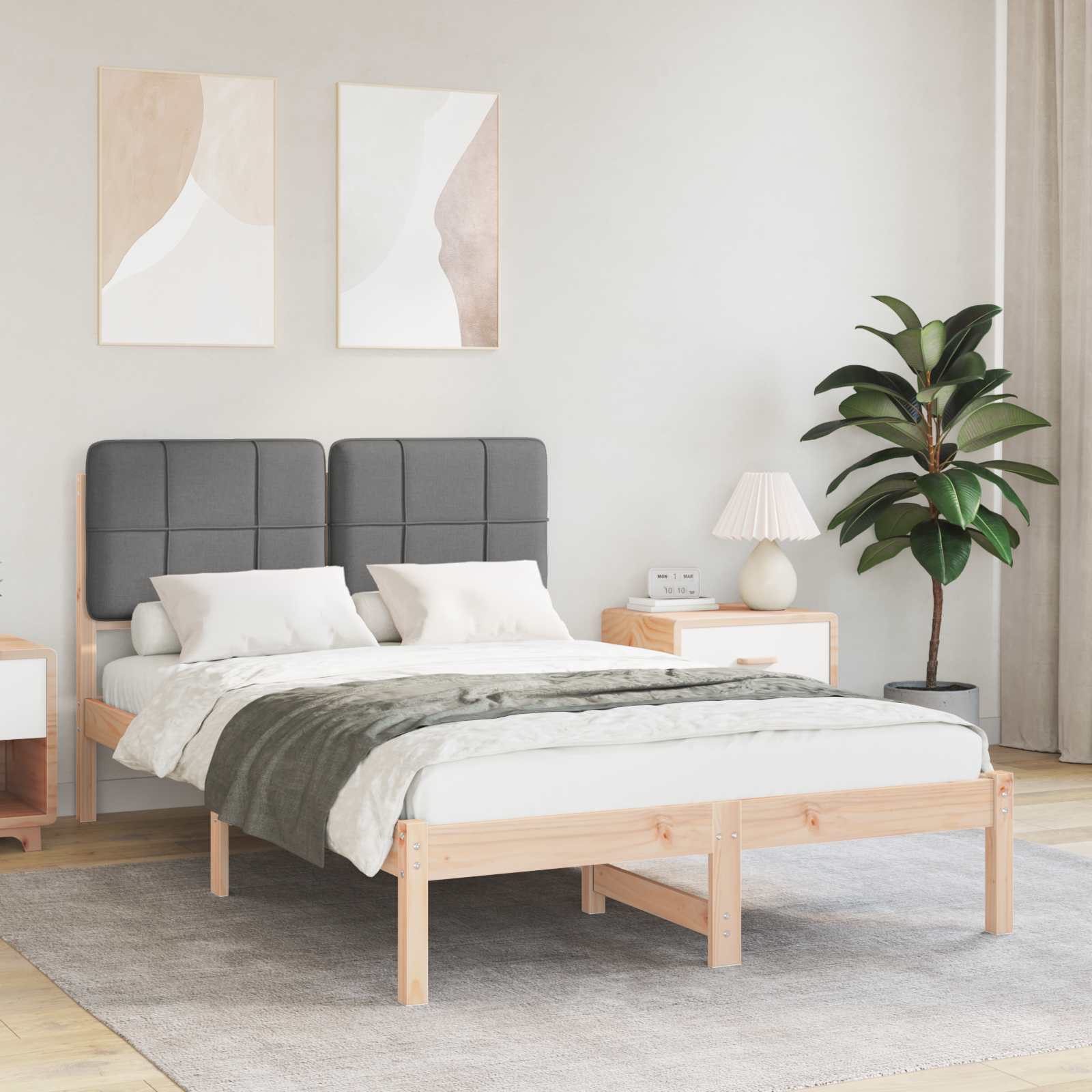 Letto con Testiera Rivestita Grigio scuro 120 x 200 cm | homemem39
