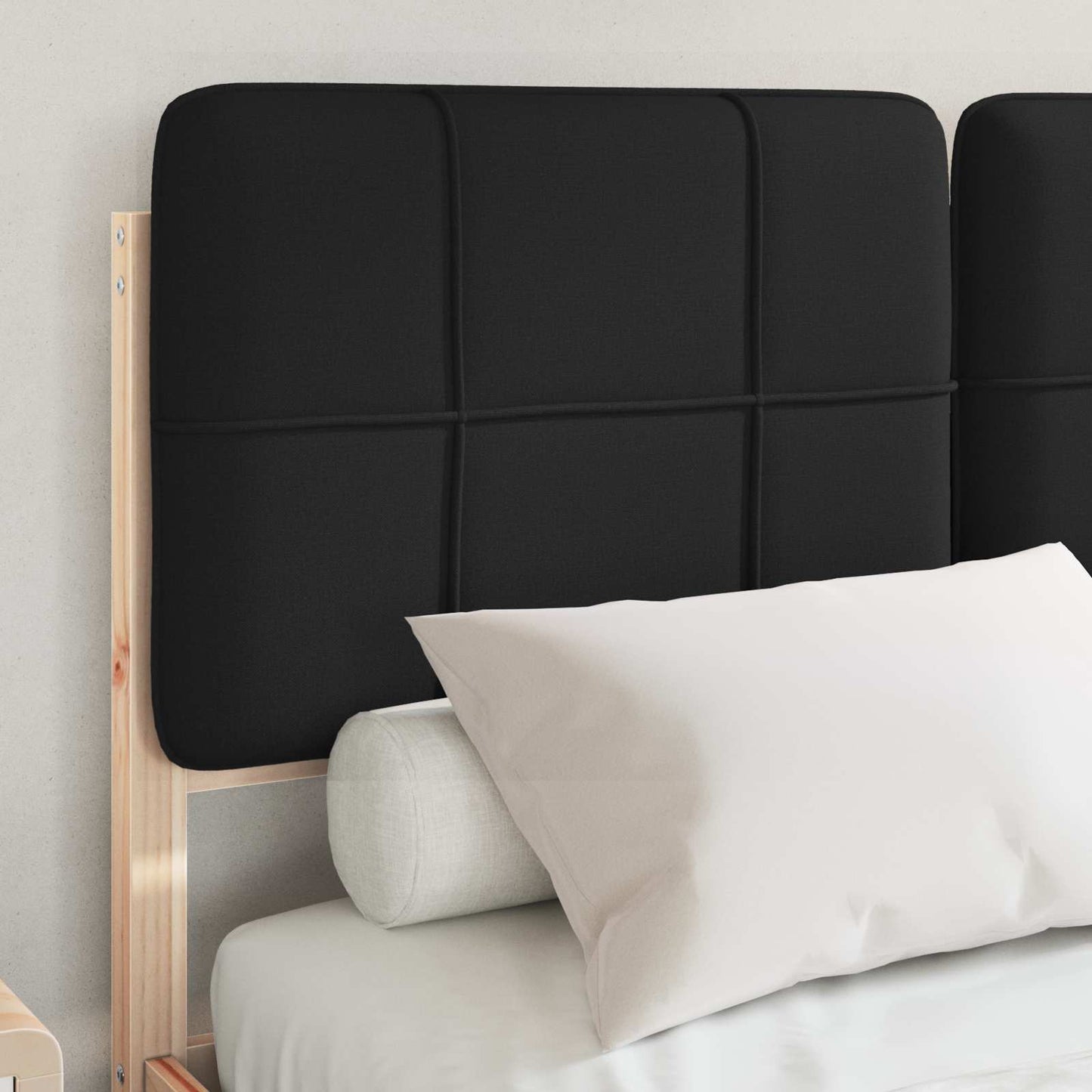 Letto con Testiera Rivestita Nero 120 x 200 cm Pino massello | homemem39