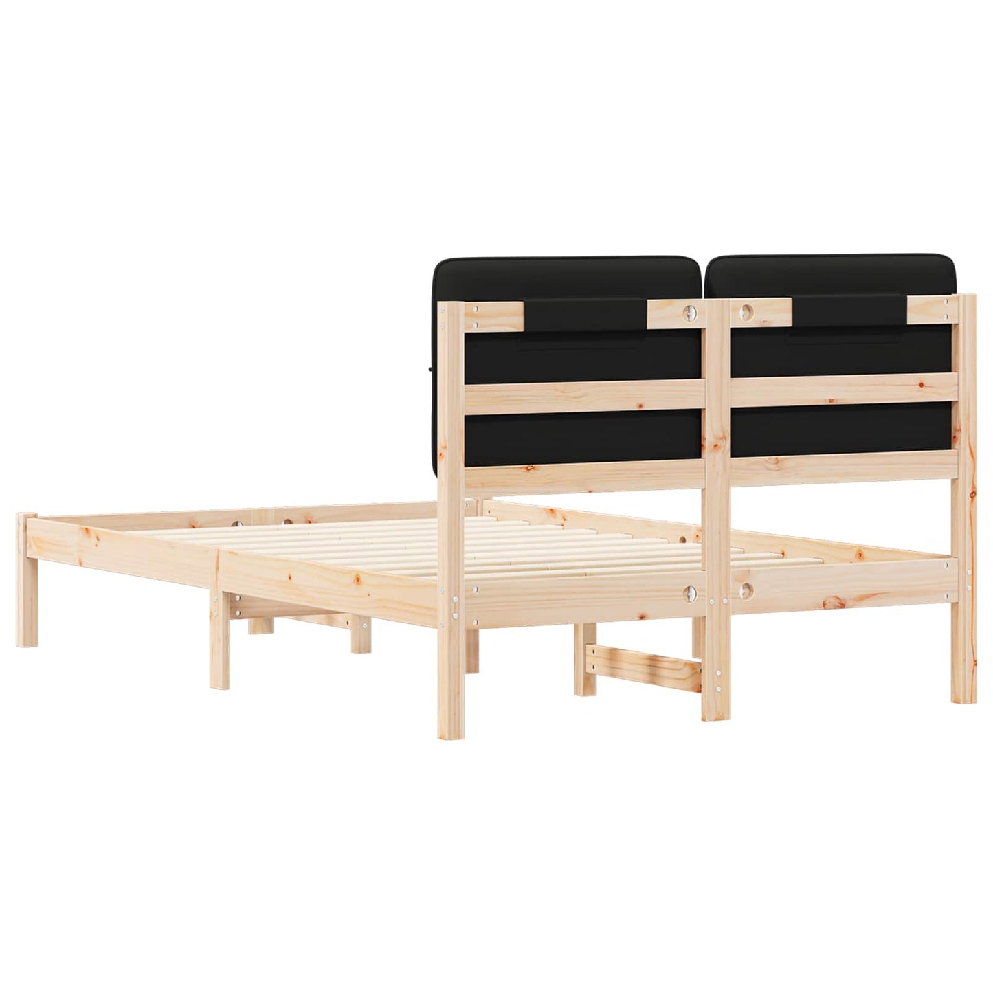 Letto con Testiera Rivestita Nero 120 x 200 cm Pino massello | homemem39