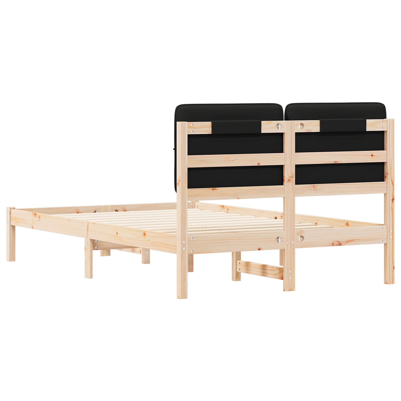 Letto con Testiera Rivestita Nero 120 x 200 cm Pino massello | homemem39