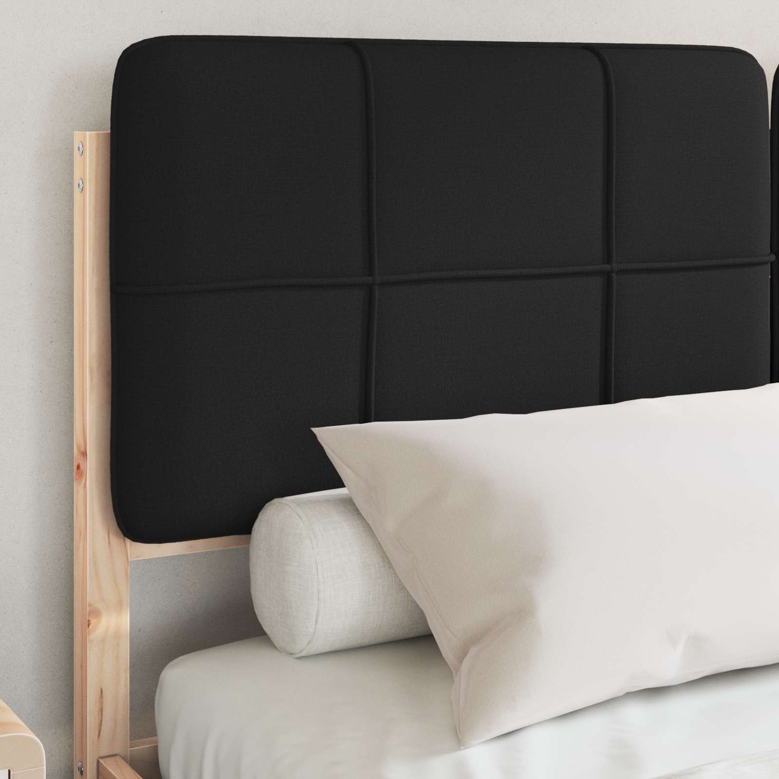 Letto con Testiera Rivestita Nero 140 x 190 cm Pino massello | homemem39