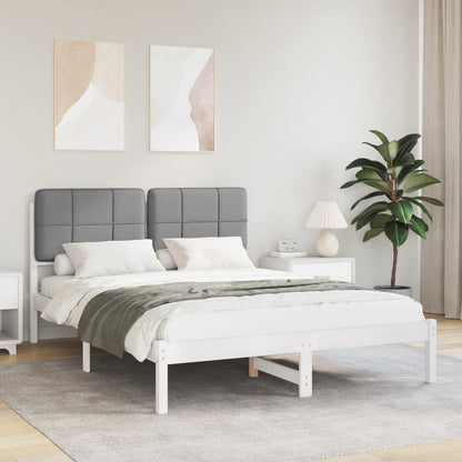 Letto con Testiera Rivestita Grigio chiaro 140 x 190 cm | homemem39