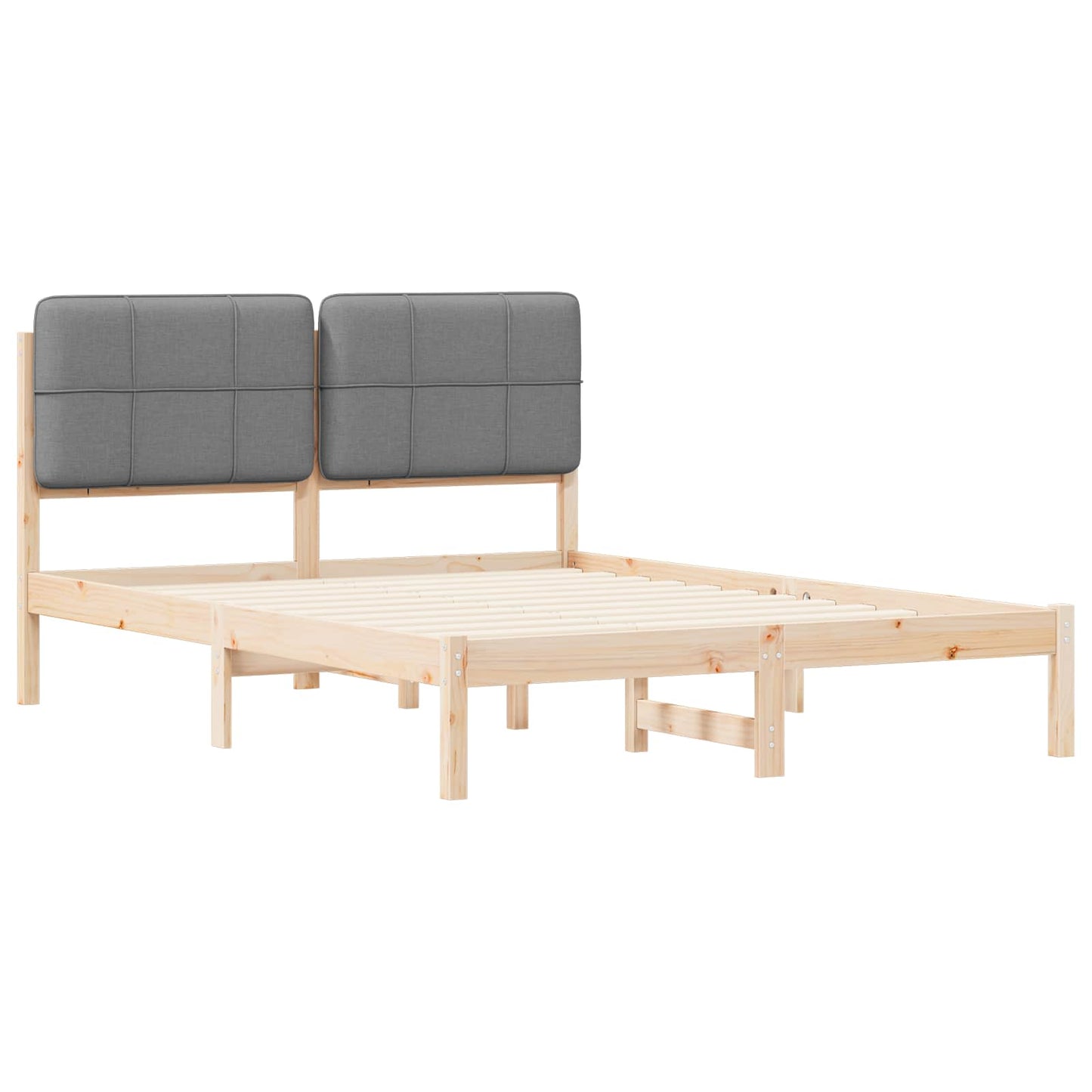 Letto con Testiera Rivestita Grigio chiaro 135 x 190 cm | homemem39