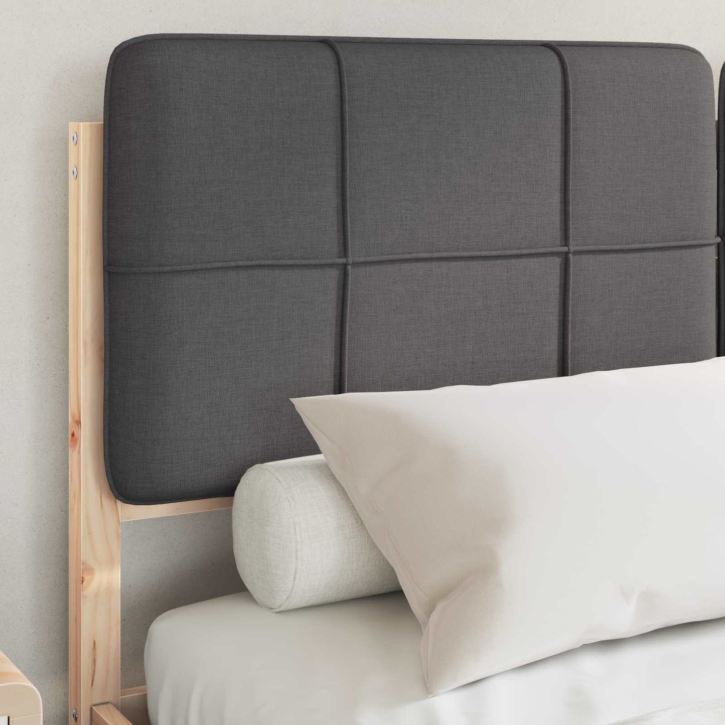 Letto con Testiera Rivestita Grigio scuro 135 x 190 cm