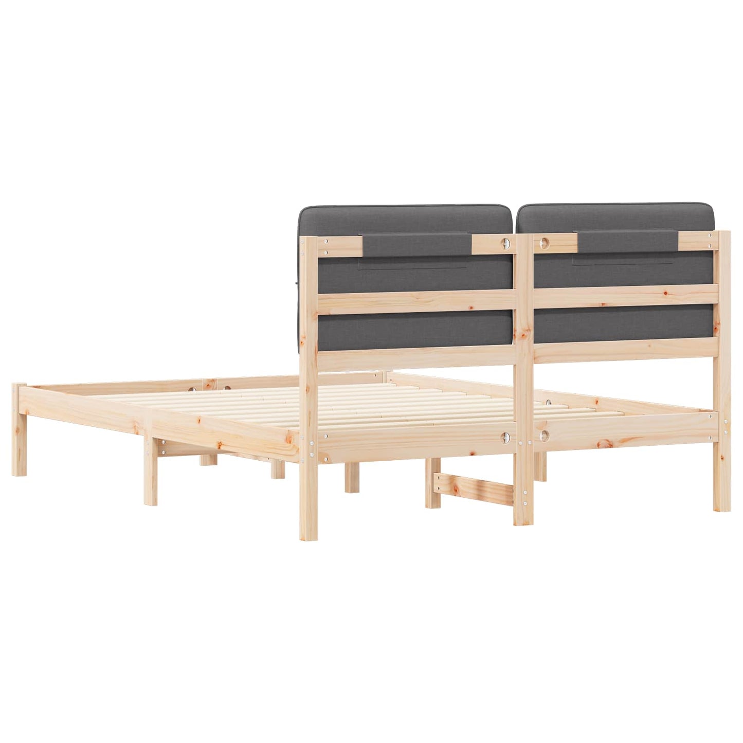 Letto con Testiera Rivestita Grigio scuro 135 x 190 cm | homemem39