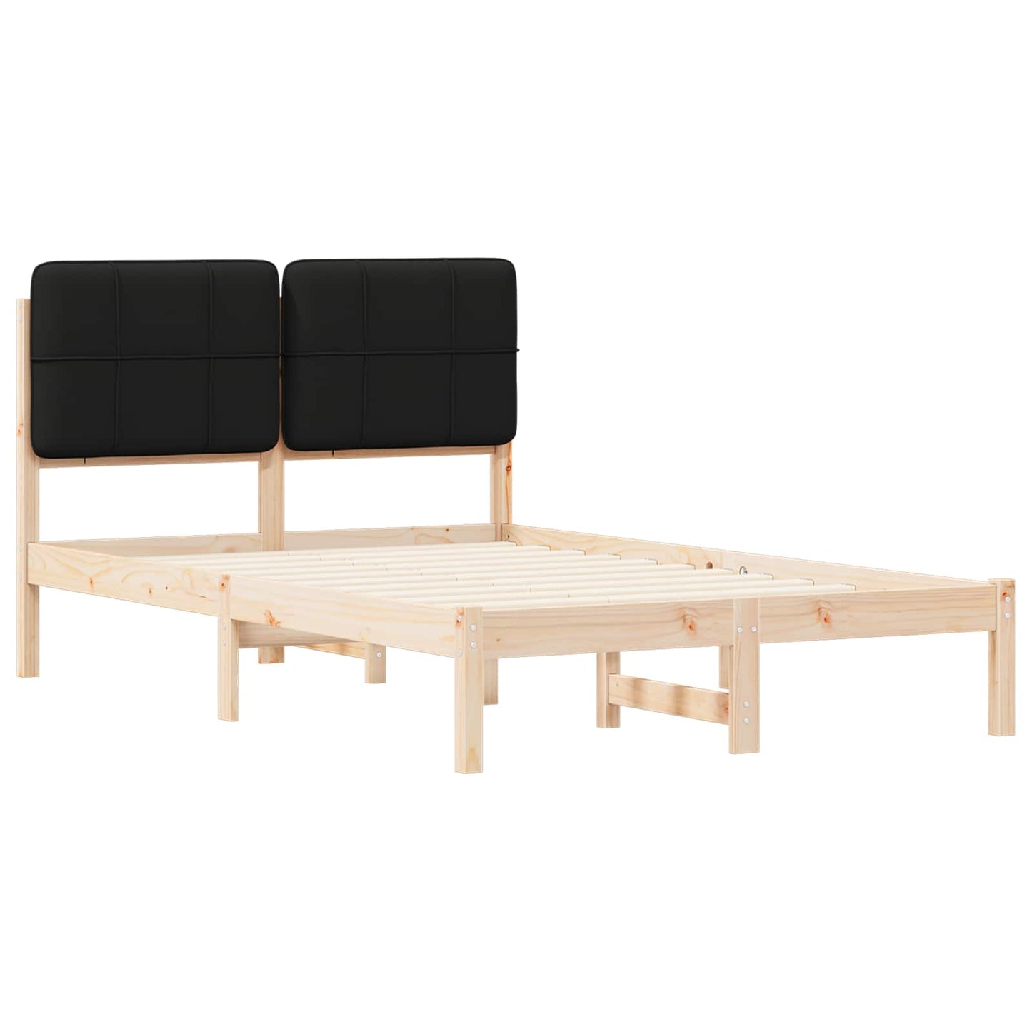 Letto con Testiera Rivestita Nero 120 x 190 cm Pino massello | homemem39
