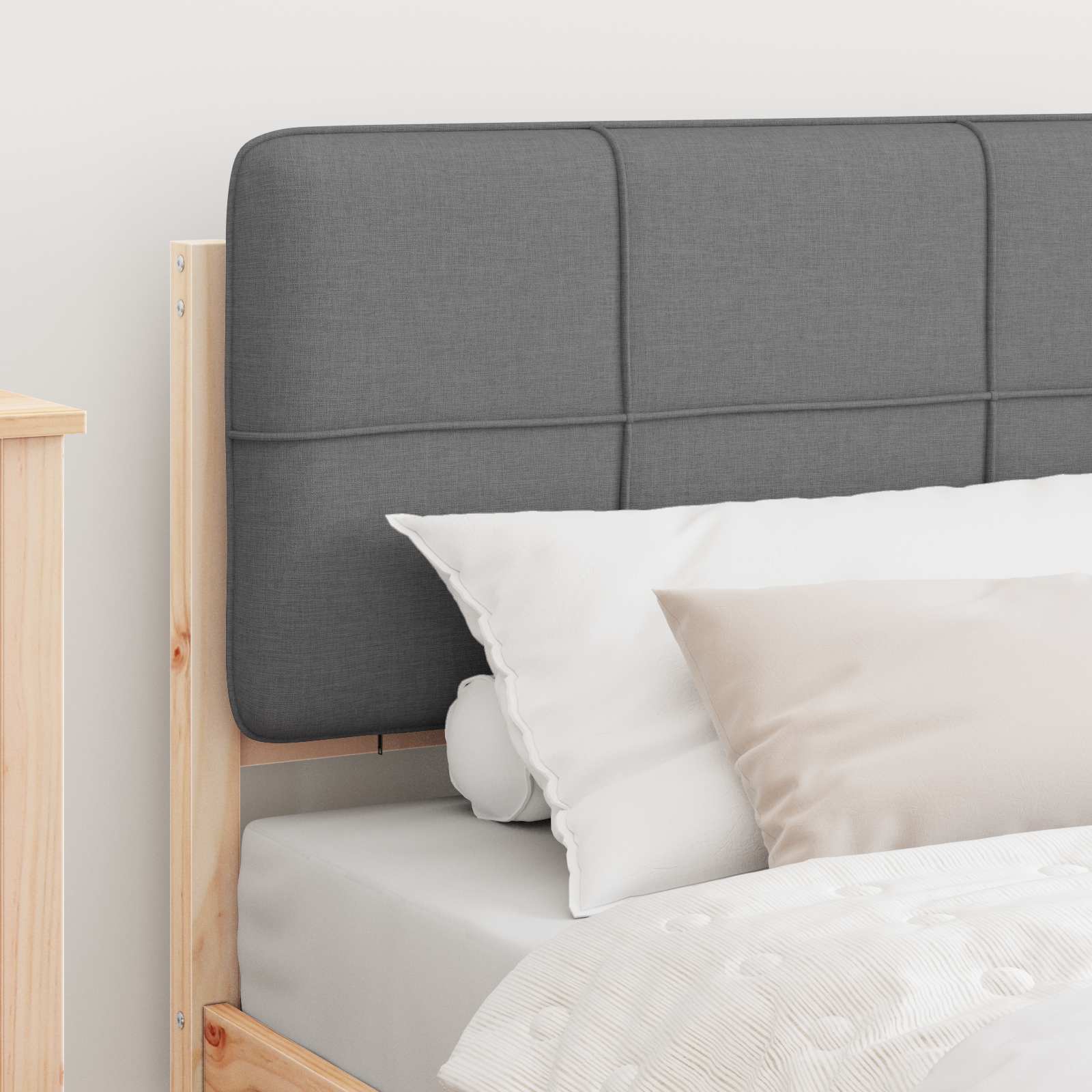 Letto con Testiera Rivestita Grigio chiaro 100 x 200 cm | homemem39