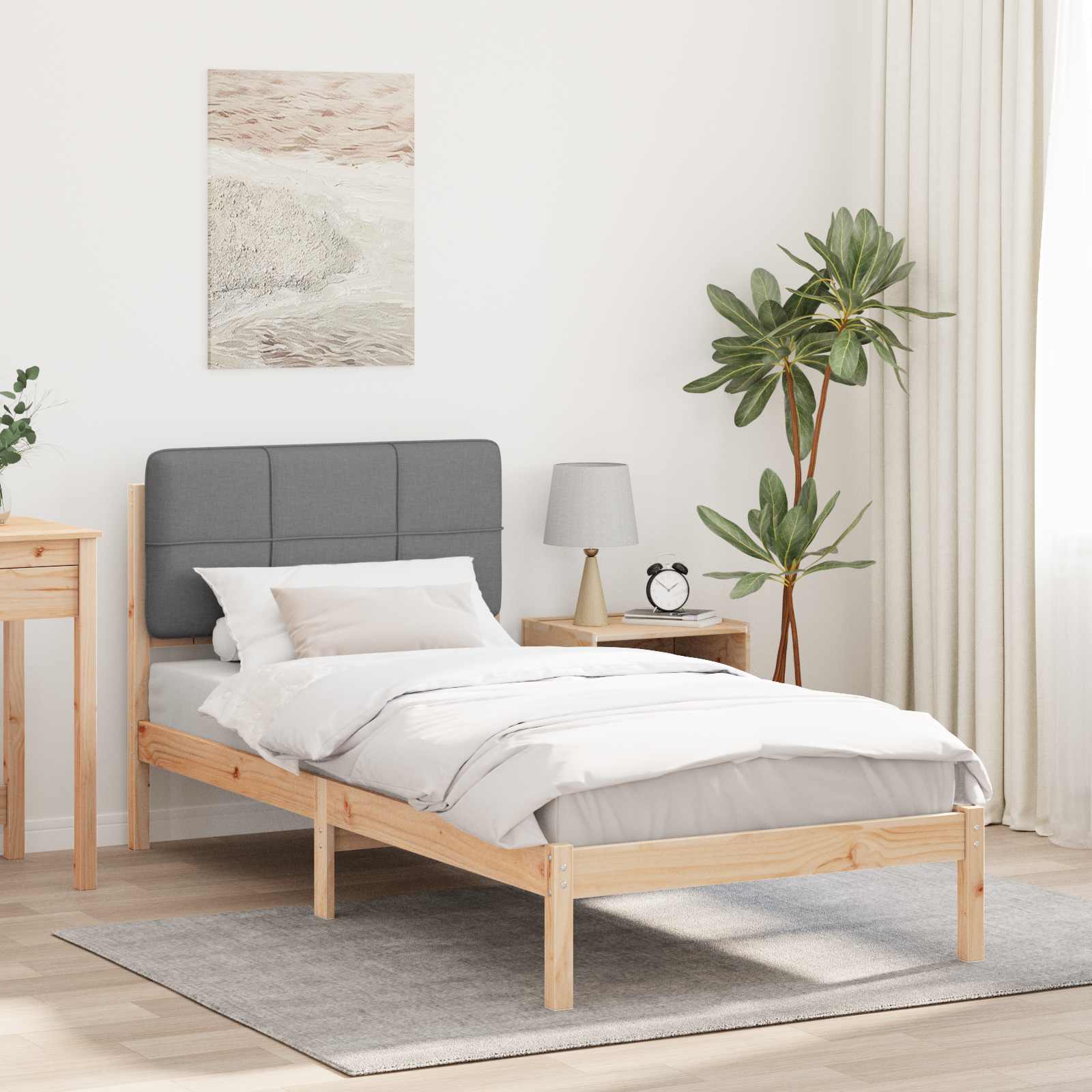 Letto con Testiera Rivestita Grigio chiaro 100 x 200 cm | homemem39