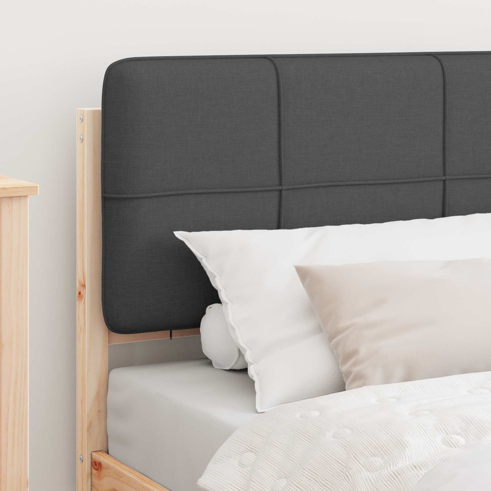 Letto con Testiera Rivestita Grigio scuro 100 x 200 cm | homemem39