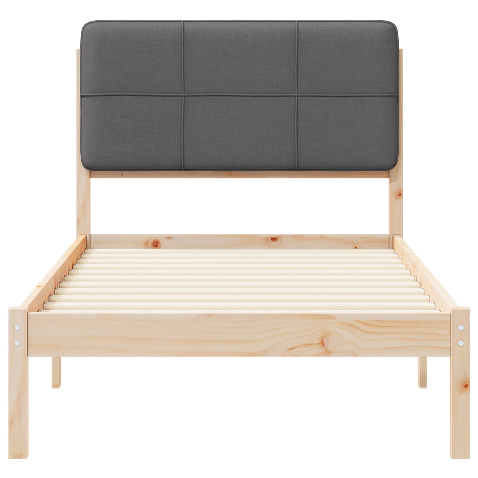 Letto con Testiera Rivestita Grigio scuro 90 x 200 cm | homemem39