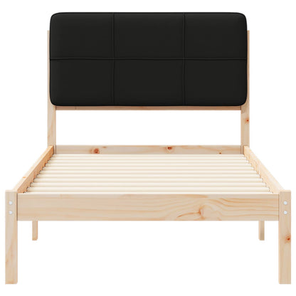 Letto con Testiera Rivestita Nero 90 x 200 cm Pino massello | homemem39