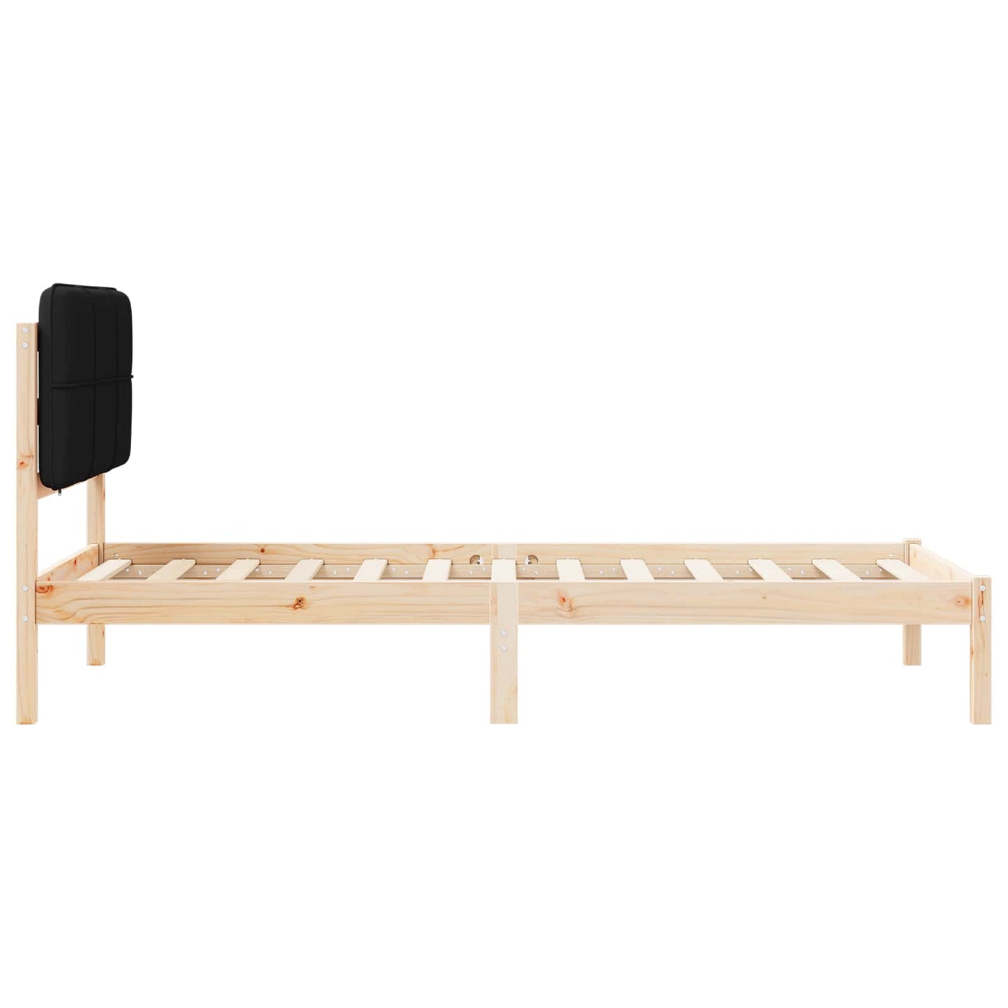 Letto con Testiera Rivestita Nero 90 x 200 cm Pino massello | homemem39