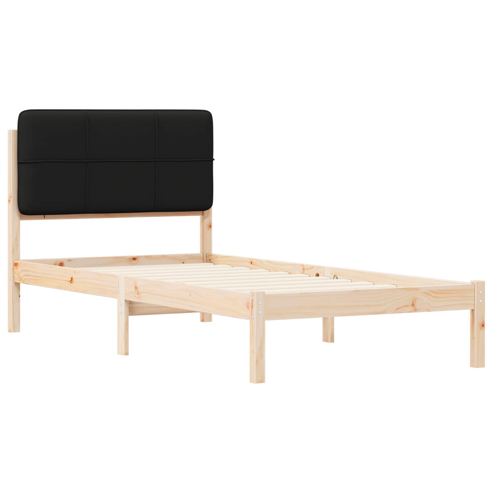 Letto con Testiera Rivestita Nero 80 x 200 cm Pino massello | homemem39