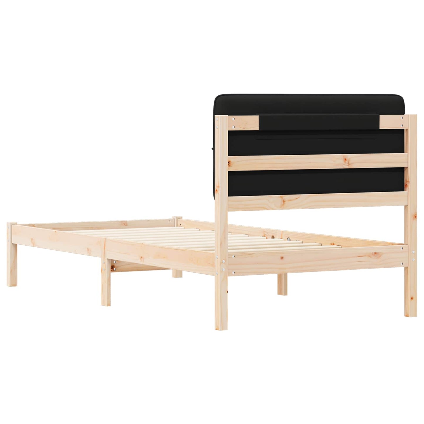 Letto con Testiera Rivestita Nero 80 x 200 cm Pino massello | homemem39
