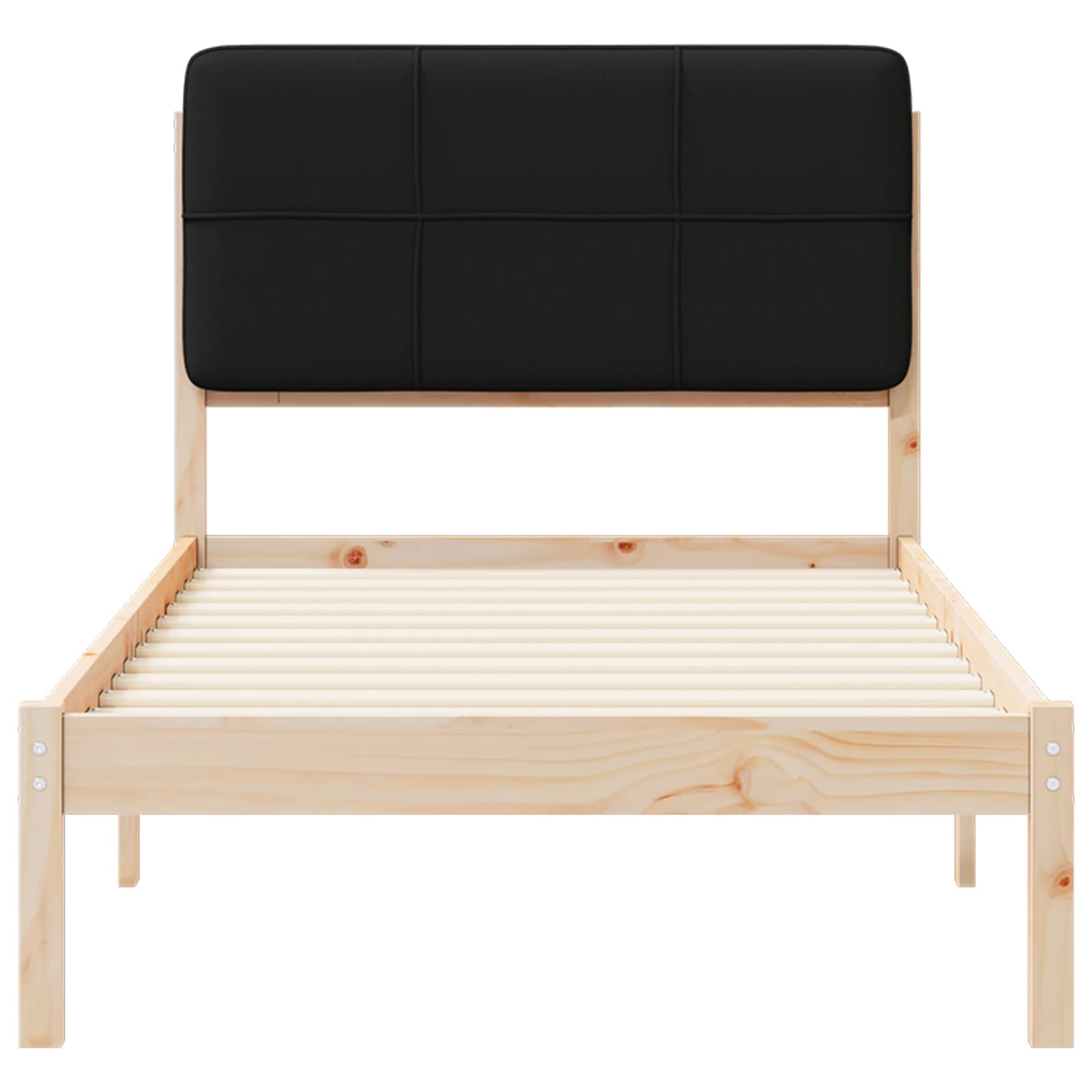 Letto con Testiera Rivestita Nero 80 x 200 cm Pino massello | homemem39