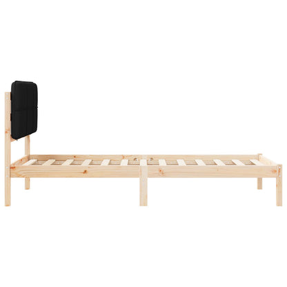 Letto con Testiera Rivestita Nero 90 x 190 cm Pino massello | homemem39