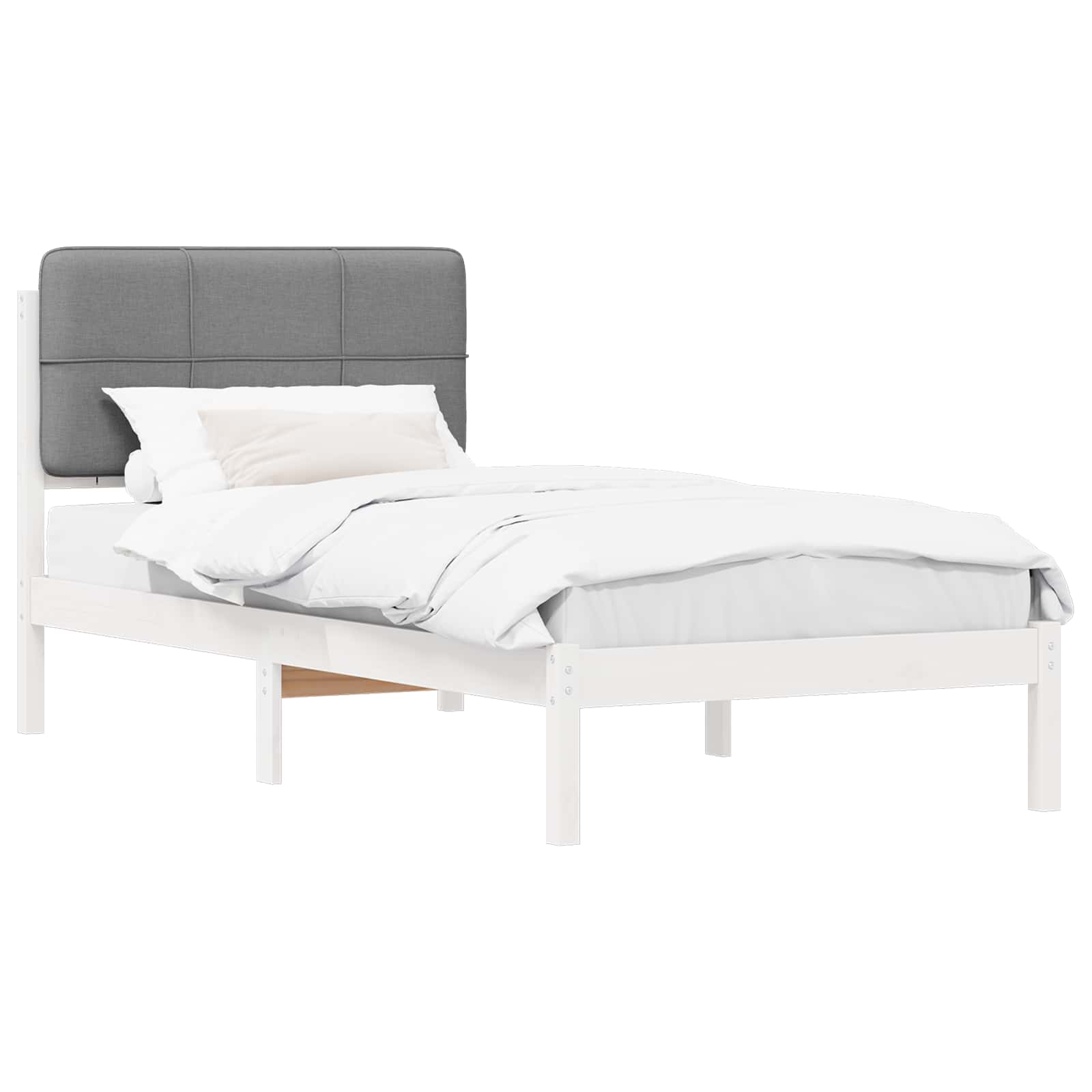 Letto con Testiera Rivestita Grigio chiaro 90 x 190 cm | homemem39