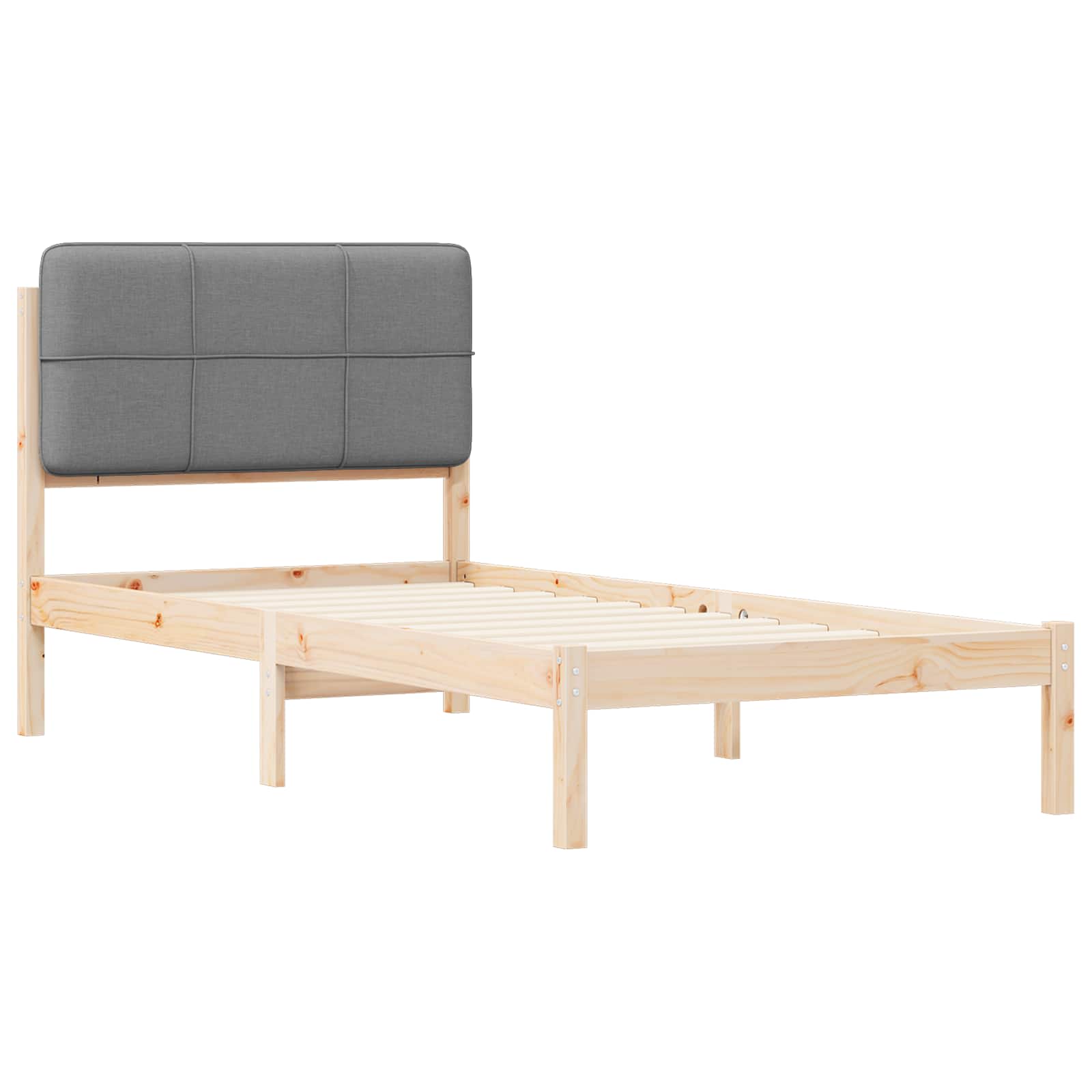 Letto con Testiera Rivestita Grigio chiaro 75 x 190 cm | homemem39