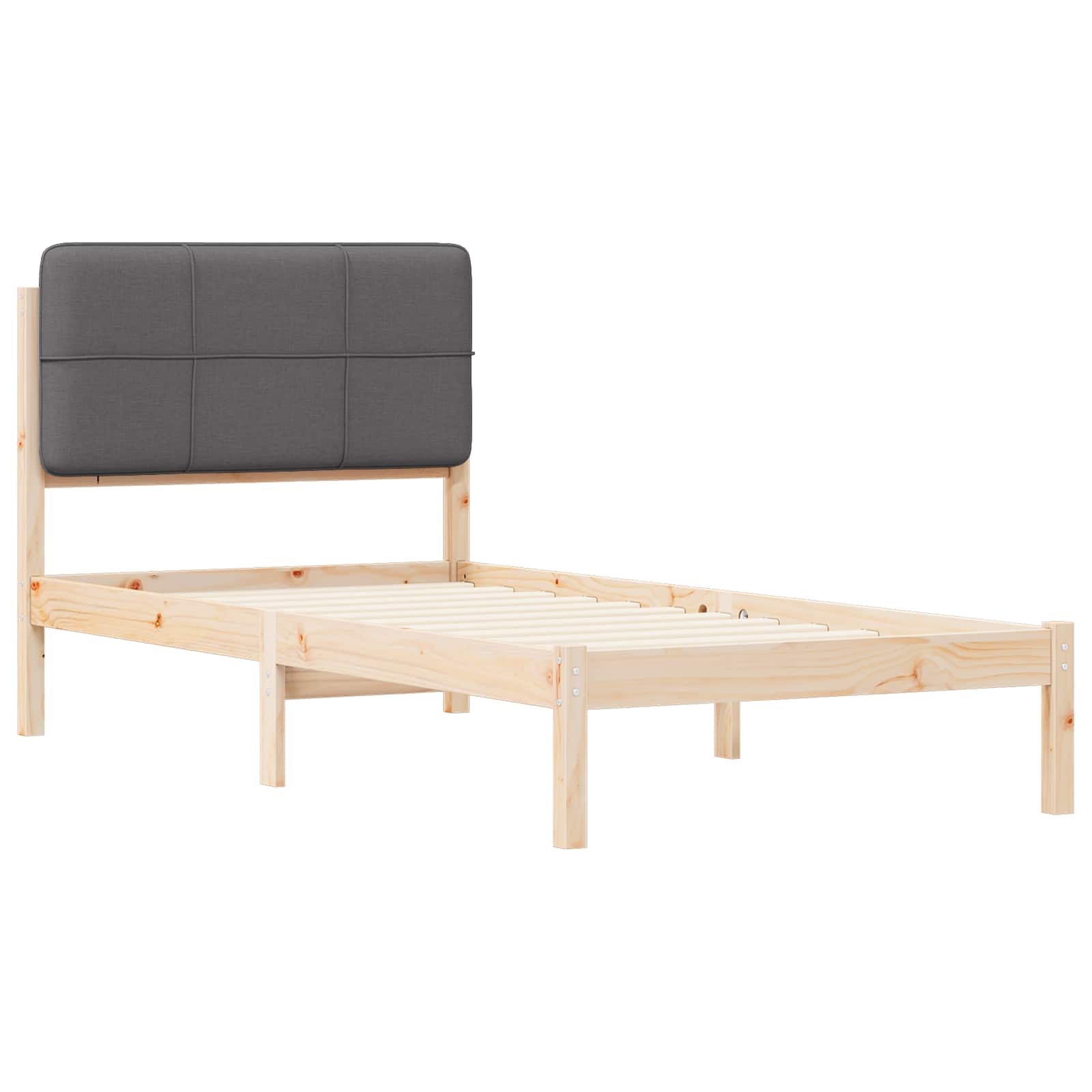 Letto con Testiera Rivestita Grigio scuro 75 x 190 cm | homemem39