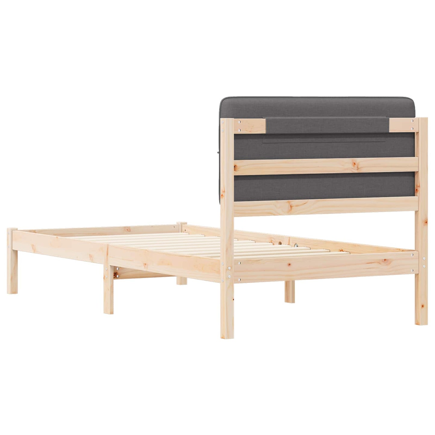 Letto con Testiera Rivestita Grigio scuro 75 x 190 cm | homemem39