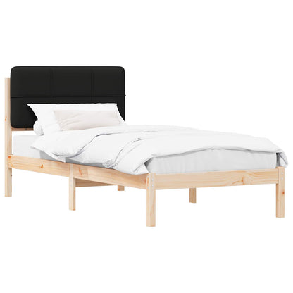 Letto con Testiera Rivestita Nero 75 x 190 cm Pino massello | homemem39