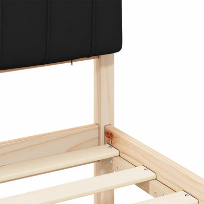 Letto con Testiera Rivestita Nero 180 x 200 cm Pino massello