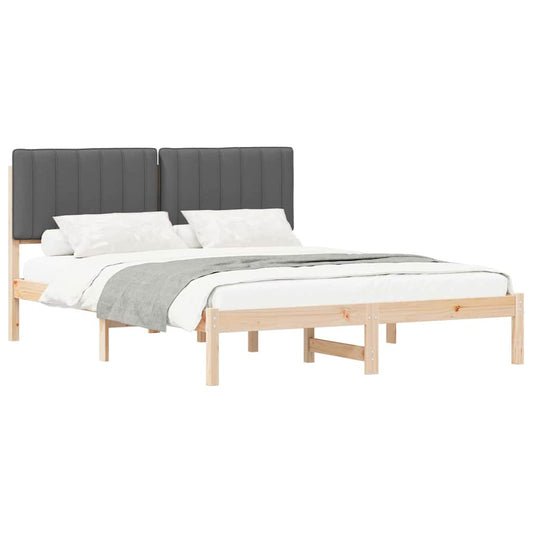 Letto con Testiera Rivestita Grigio scuro 160 x 200 cm | homemem39