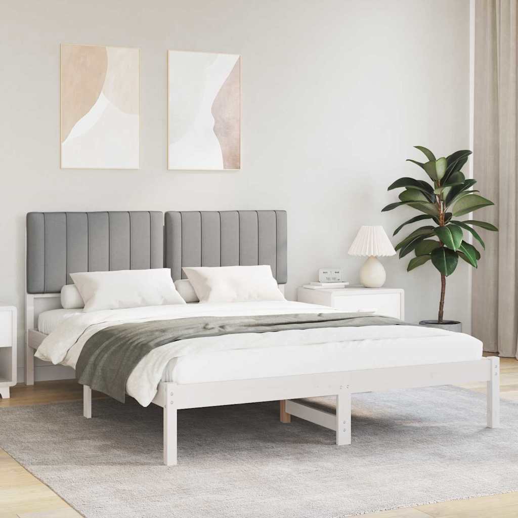 Letto con Testiera Rivestita Grigio chiaro 160 x 200 cm