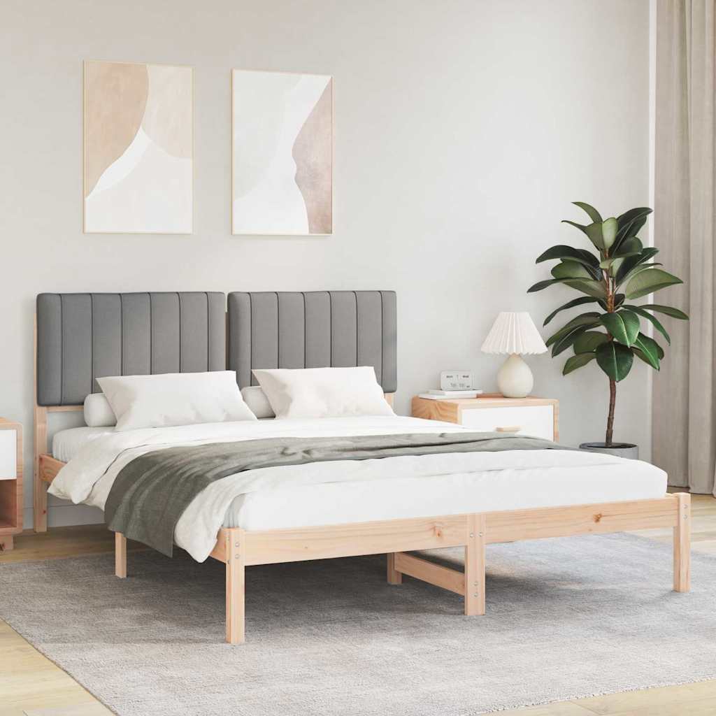 Letto con Testiera Rivestita Grigio chiaro 150 x 200 cm