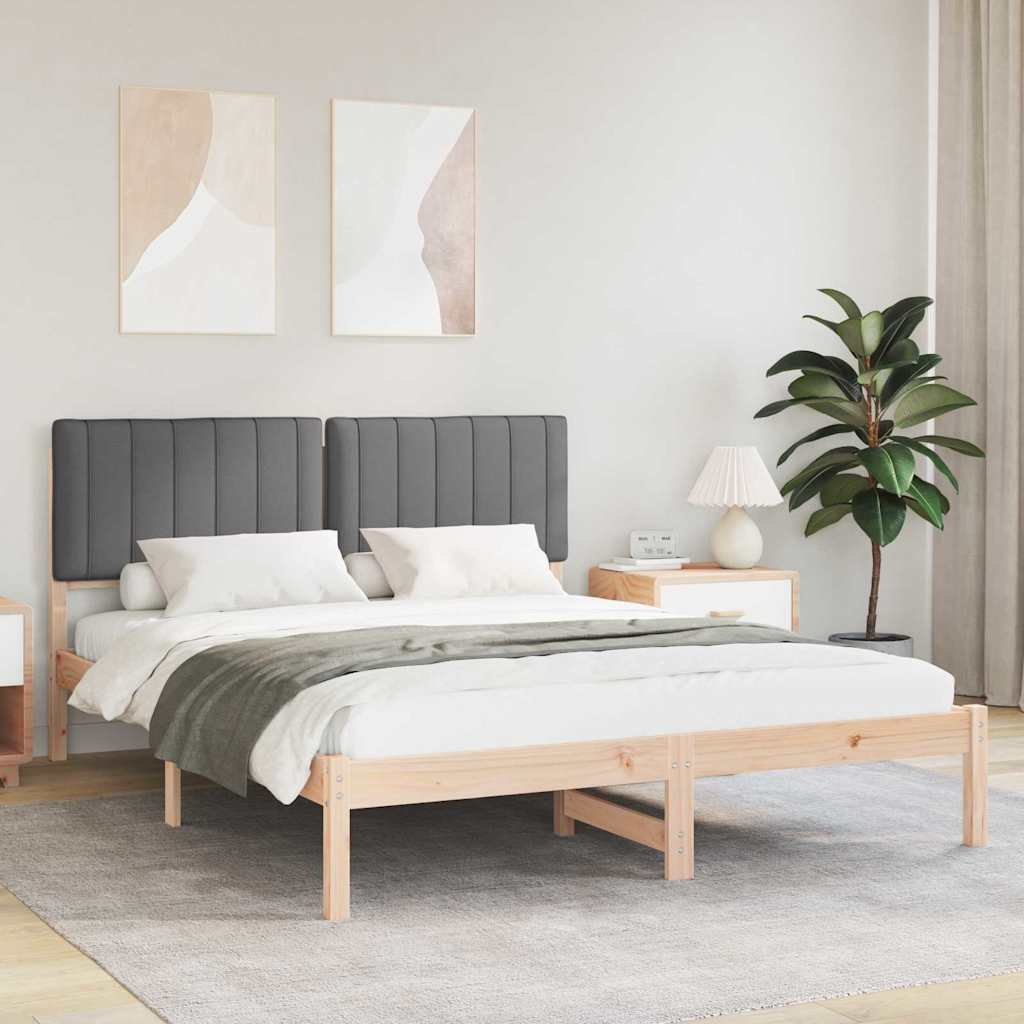 Letto con Testiera Rivestita Grigio scuro 150 x 200 cm