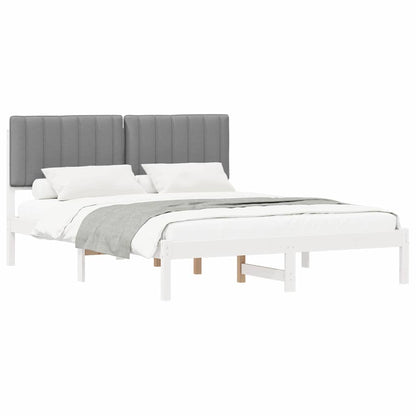 Letto con Testiera Rivestita Grigio chiaro 150 x 200 cm