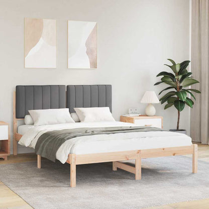 Letto con Testiera Rivestita Grigio scuro 140 x 200 cm