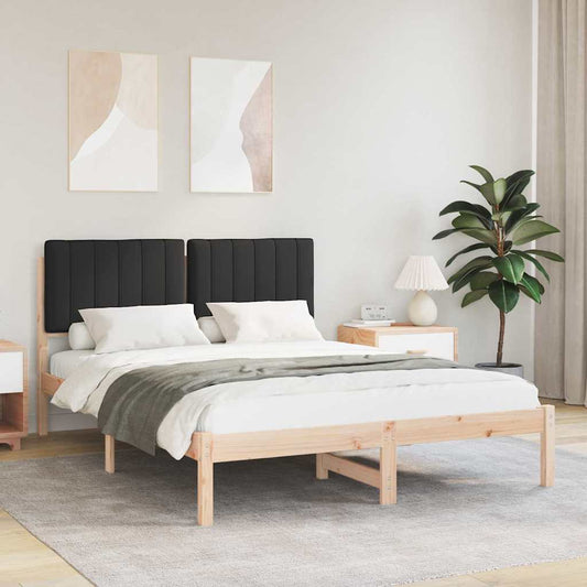 Letto con Testiera Rivestita Nero 140 x 200 cm | homemem39