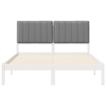 Letto con Testiera Rivestita Grigio chiaro 140 x 200 cm