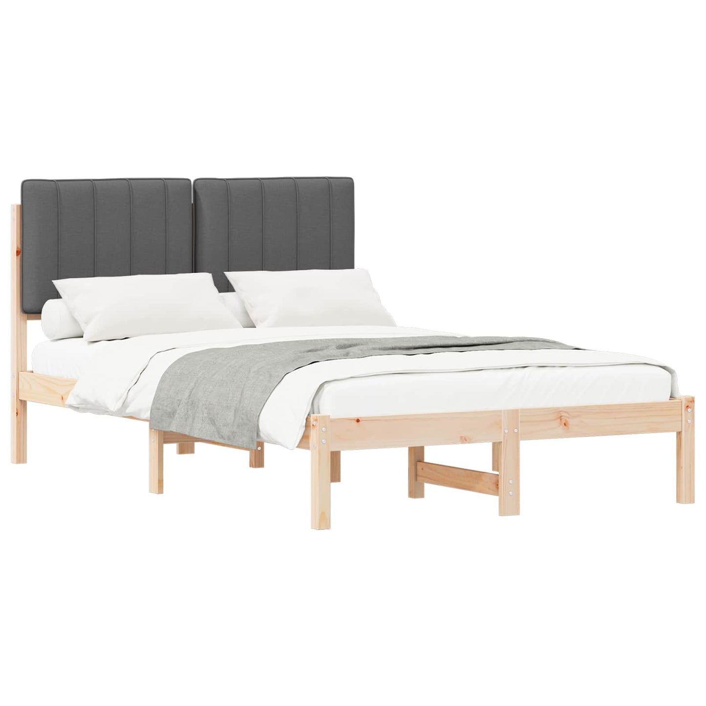 Letto con Testiera Rivestita Grigio Naturale e Scuro | homemem39