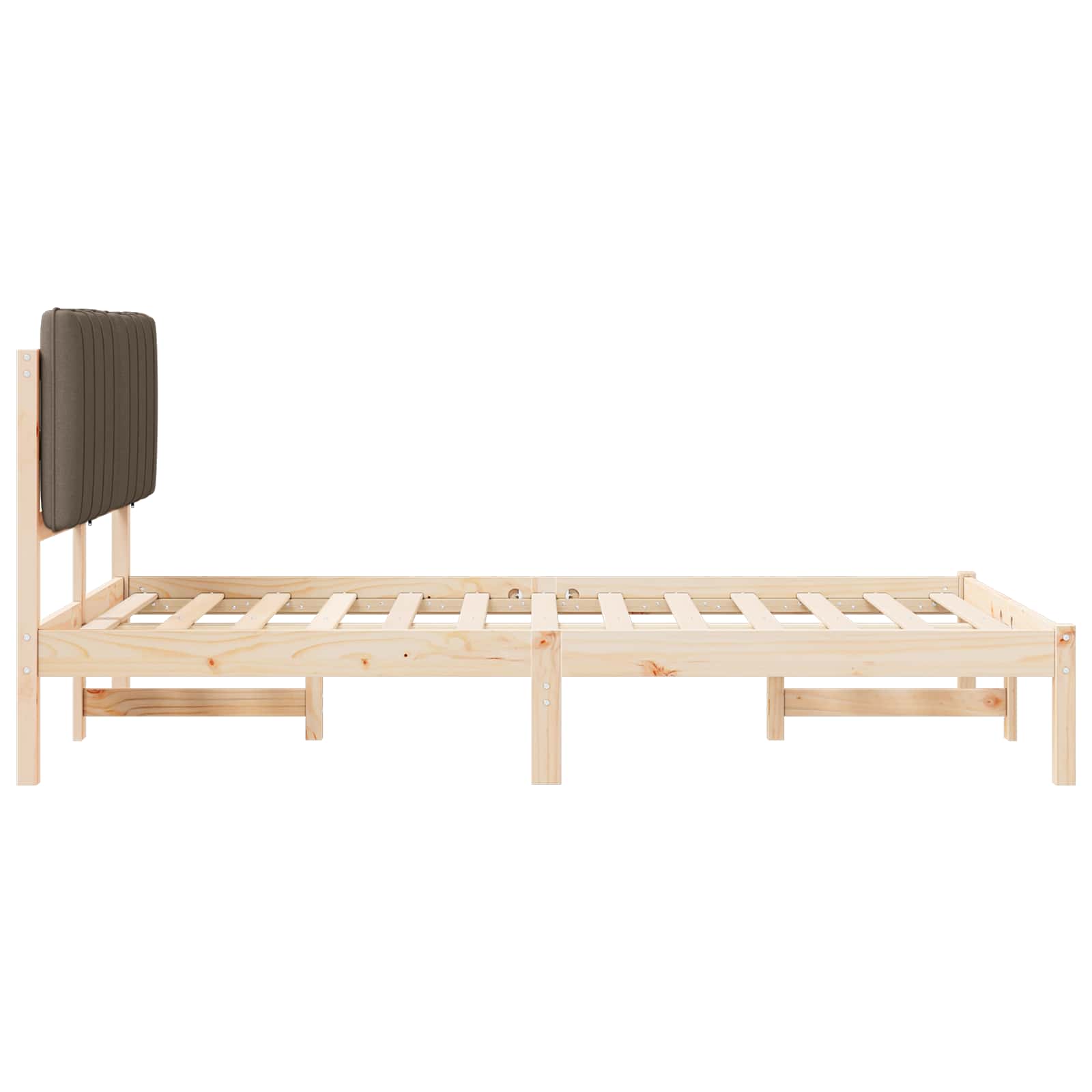 Letto con Testiera Rivestita Naturale e Taupe 120 x 200 cm | homemem39