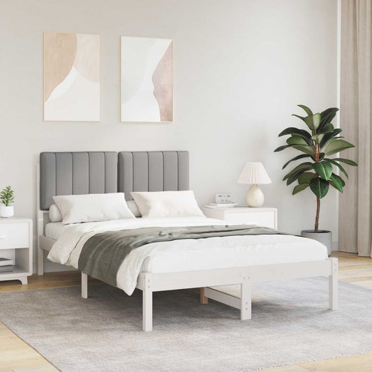 Letto con Testiera Rivestita Bianco e grigio chiaro | homemem39
