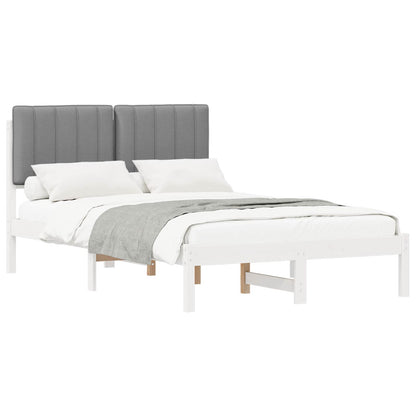 Letto con Testiera Rivestita Bianco e grigio chiaro | homemem39