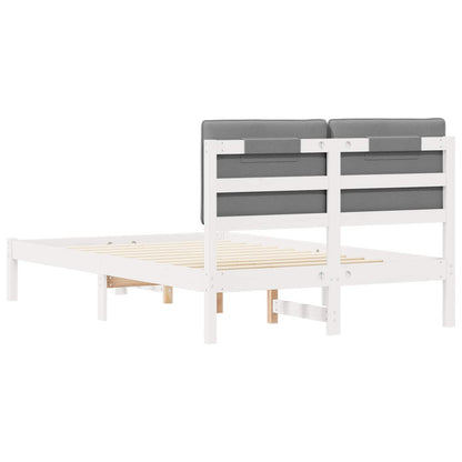 Letto con Testiera Rivestita Bianco e grigio chiaro | homemem39