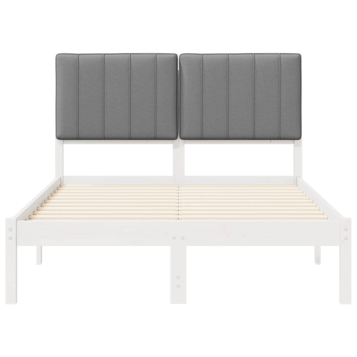 Letto con Testiera Rivestita Bianco e grigio chiaro | homemem39