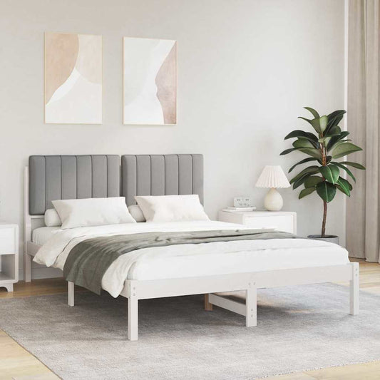 Letto con Testiera Rivestita Grigio chiaro 140 x 190 cm