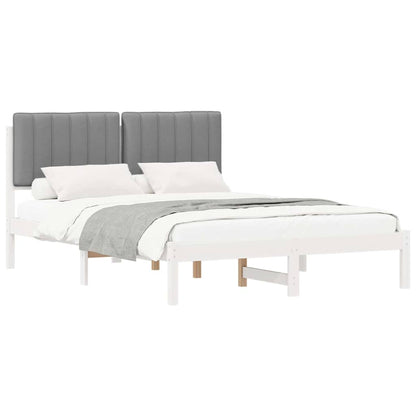 Letto con Testiera Rivestita Grigio chiaro 140 x 190 cm