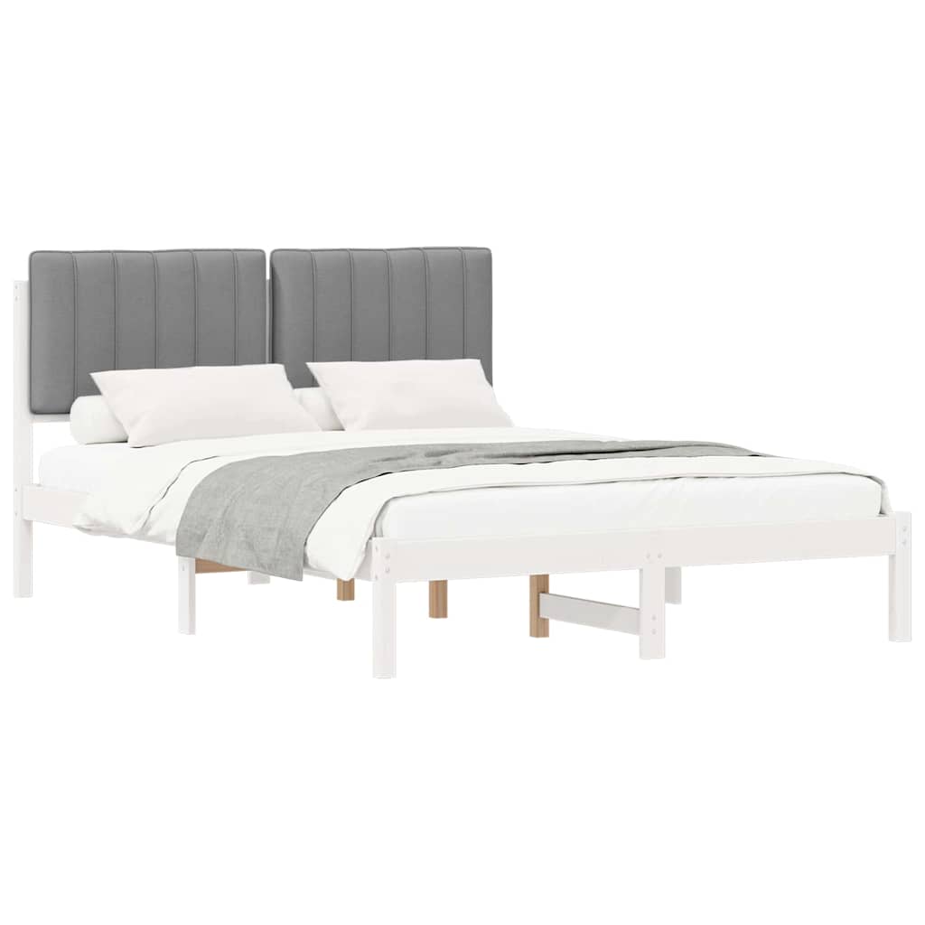 Letto con Testiera Rivestita Grigio chiaro 135 x 190 cm