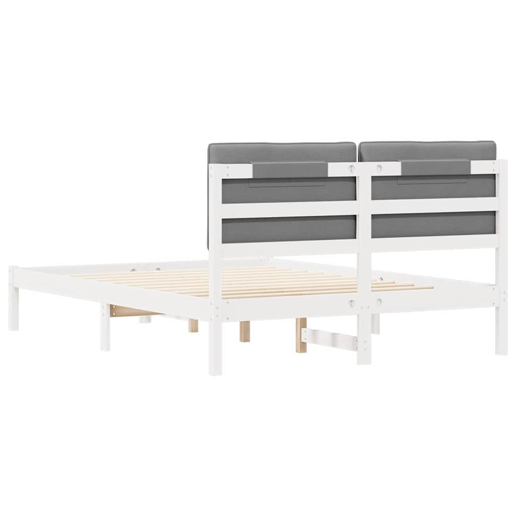 Letto con Testiera Rivestita Grigio chiaro 135 x 190 cm