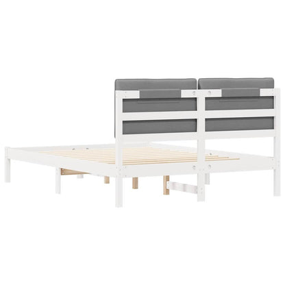 Letto con Testiera Rivestita Grigio chiaro 135 x 190 cm