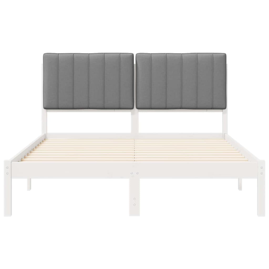 Letto con Testiera Rivestita Grigio chiaro 135 x 190 cm