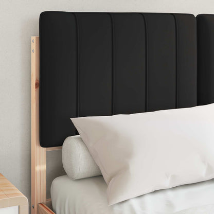 Letto con Testiera Rivestita Nero 120 x 190 cm Pino massello