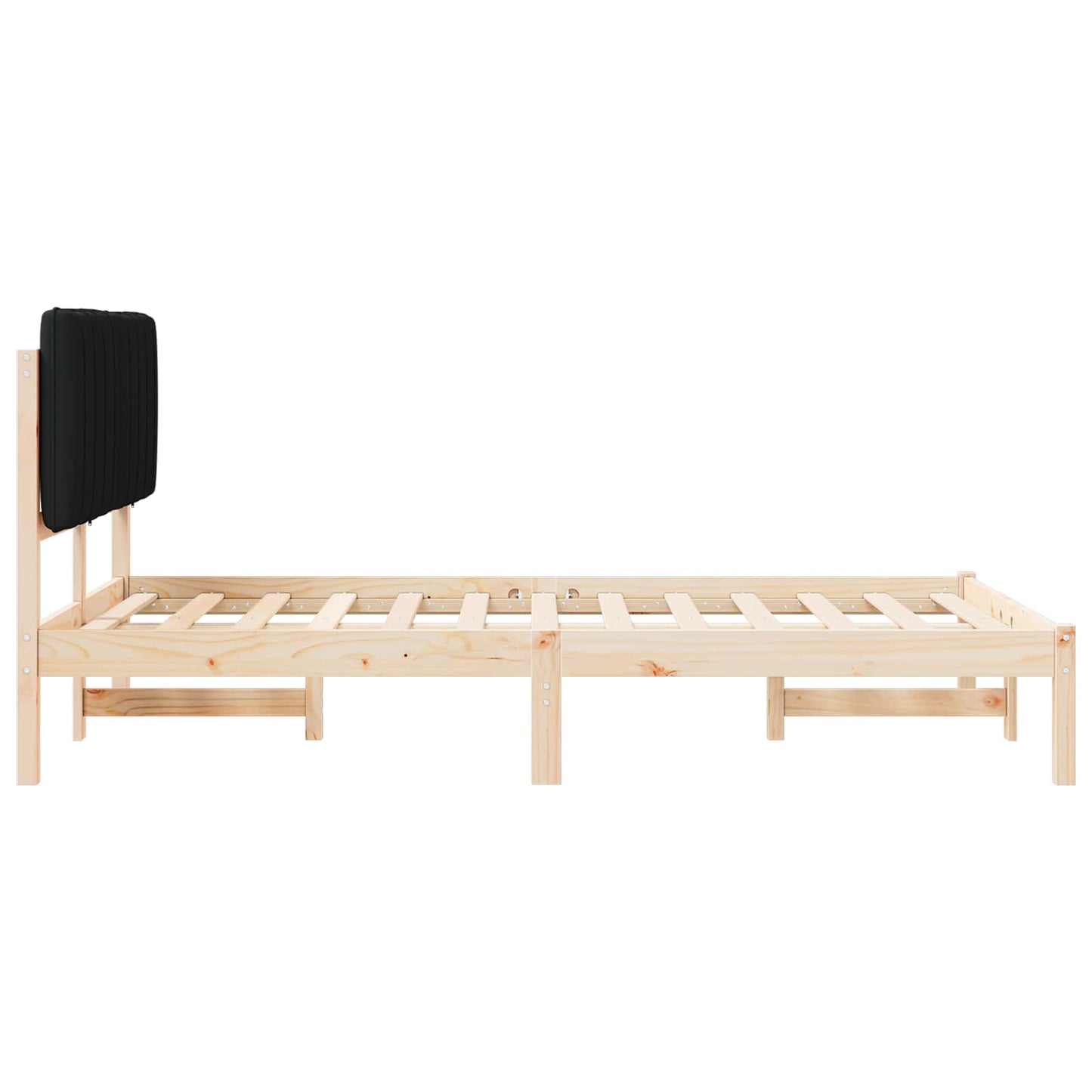 Letto con Testiera Rivestita Nero 120 x 190 cm Pino massello