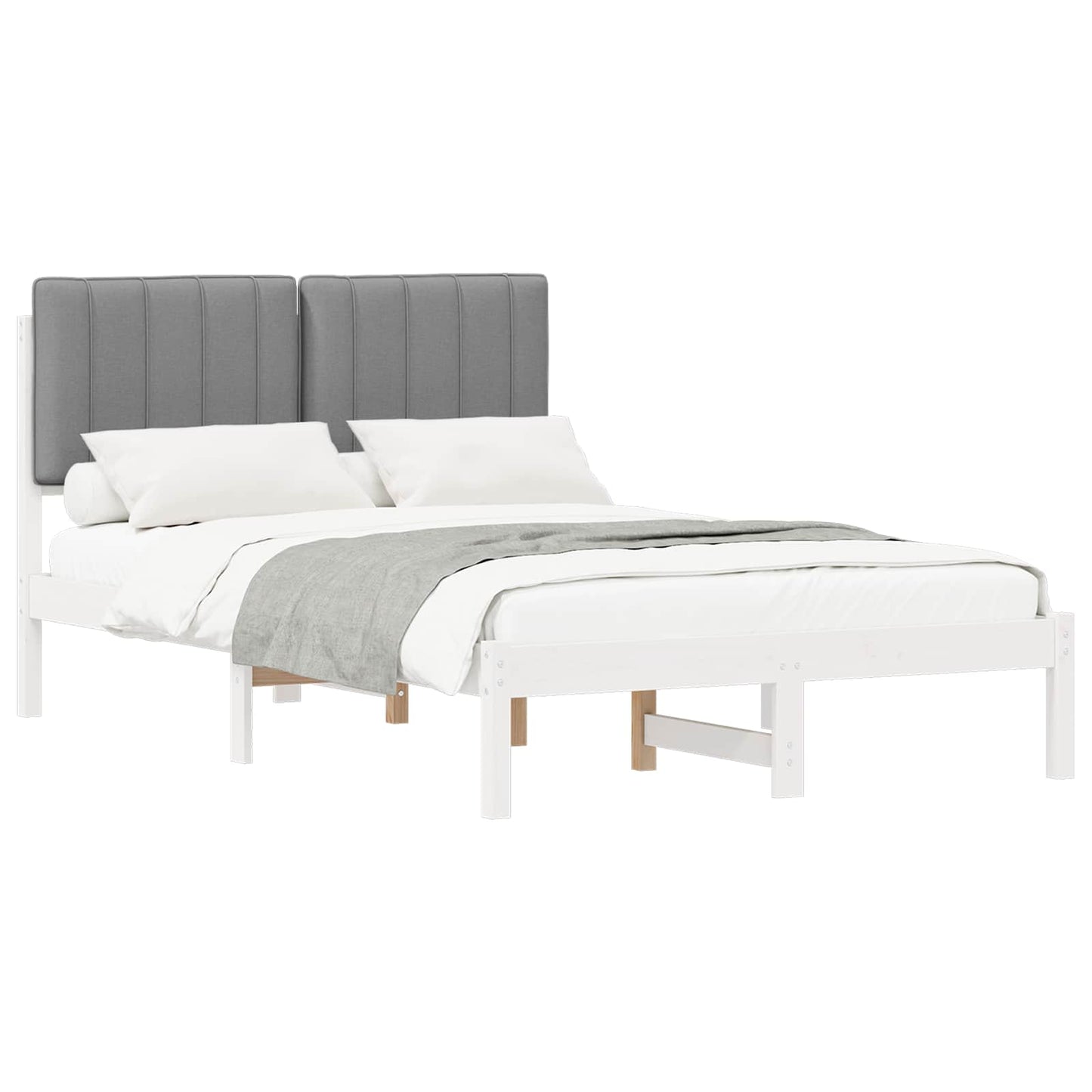 Letto con Testiera Rivestita Grigio chiaro 120 x 190 cm