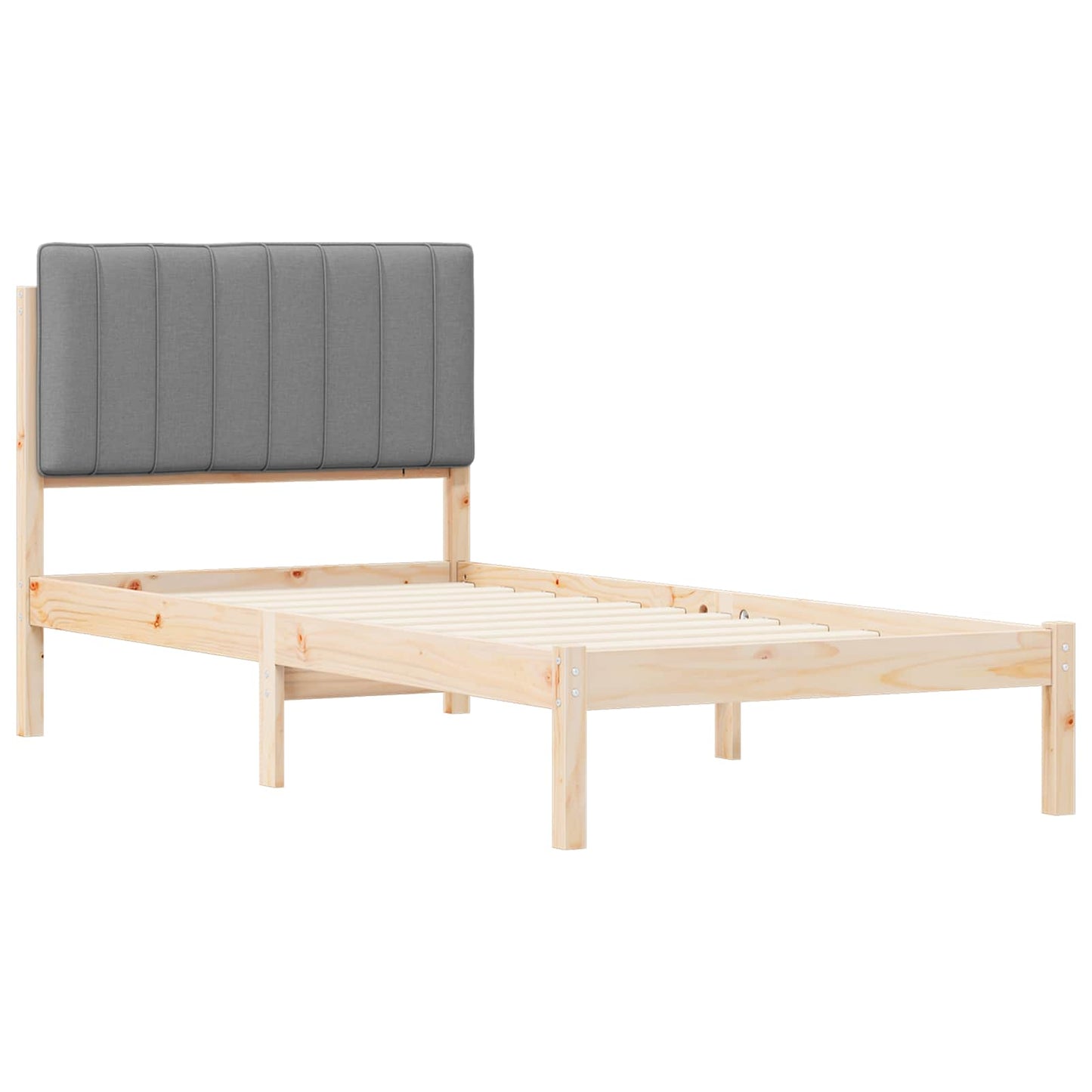 Letto con Testiera Rivestita Grigio Naturale e Chiaro | homemem39